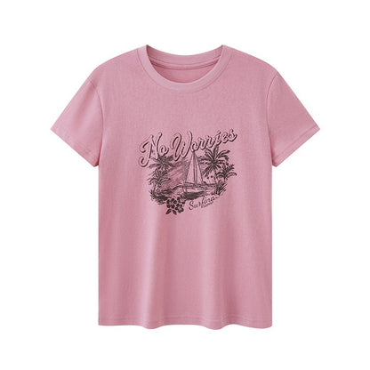 DIDDI_MODA_Vintage_Palm_Distressed_Printed_Crew_Neck_Women&