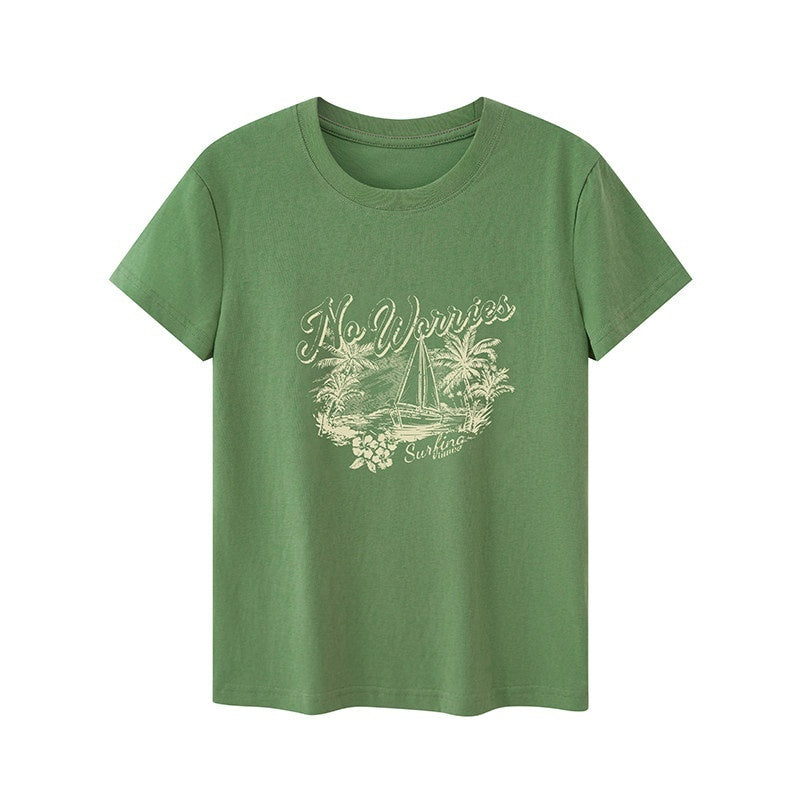 DIDDI_MODA_Vintage_Palm_Distressed_Printed_Crew_Neck_Women&