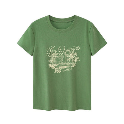 DIDDI_MODA_Vintage_Palm_Distressed_Printed_Crew_Neck_Women&