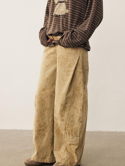 DIDDI MODA Vintage Wash Embossed Deconstructed Loose Women&