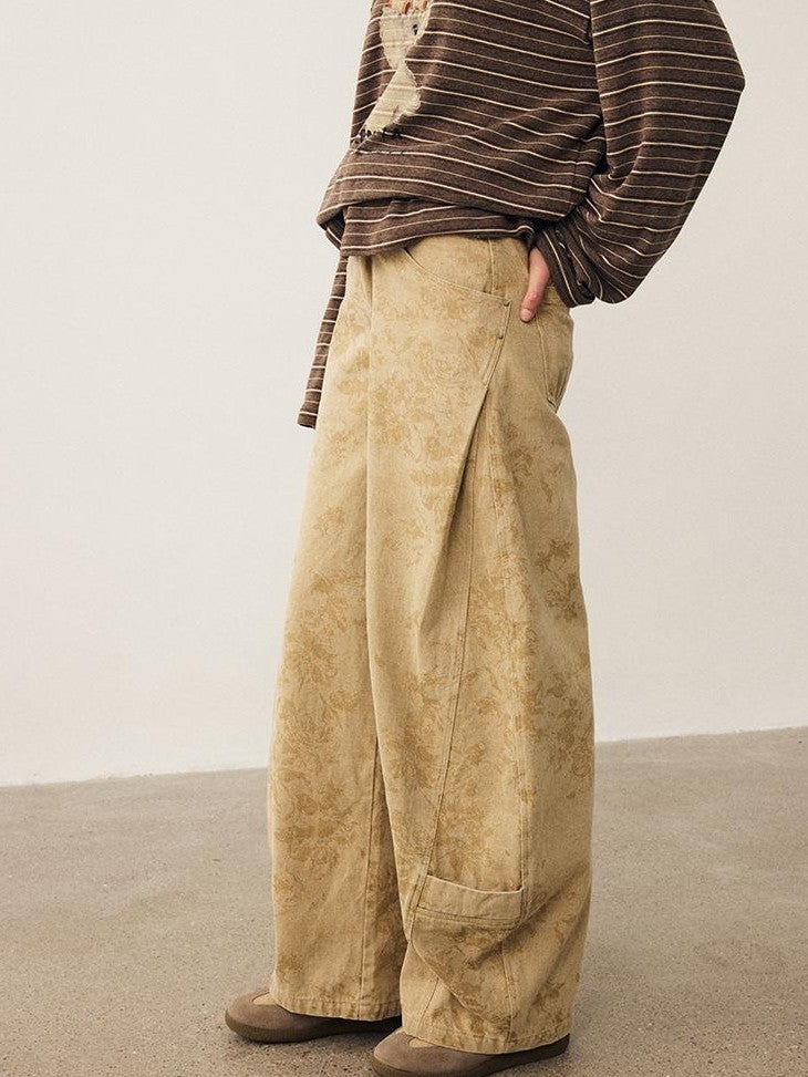 DIDDI MODA Vintage Wash Embossed Deconstructed Loose Women&
