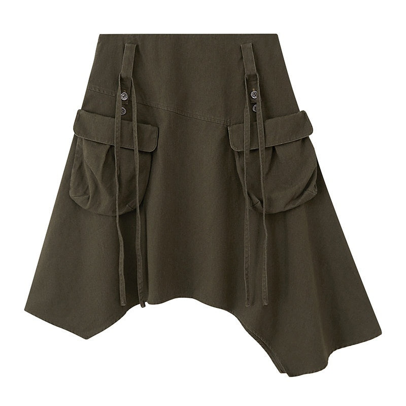 DIDDI_MODA_Washed_Asymmetrical_Tie_Strap_Large_Pockets_Women&
