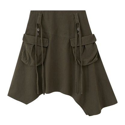 DIDDI_MODA_Washed_Asymmetrical_Tie_Strap_Large_Pockets_Women&