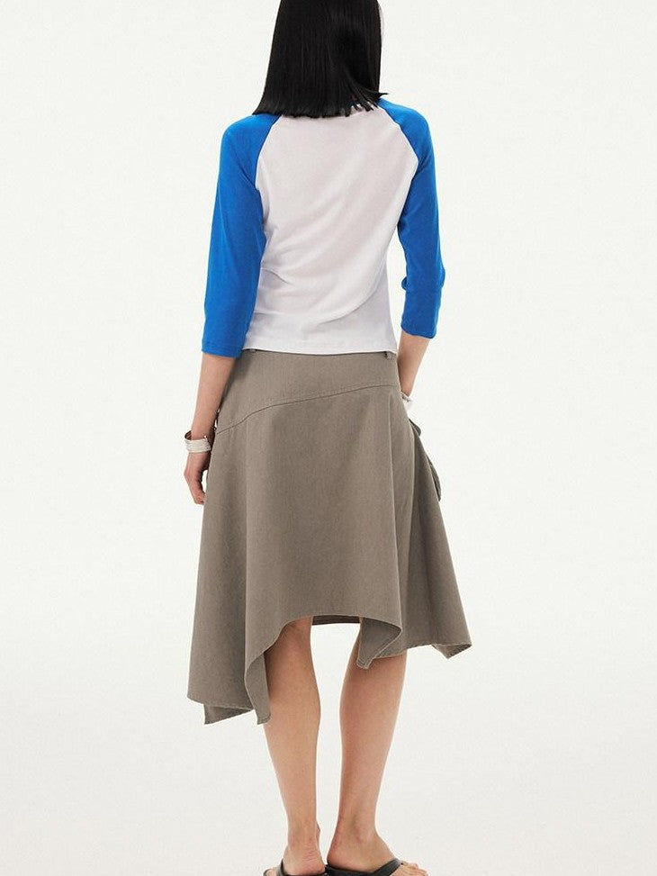 DIDDI MODA Washed Asymmetrical Tie Strap Large Pockets Women&