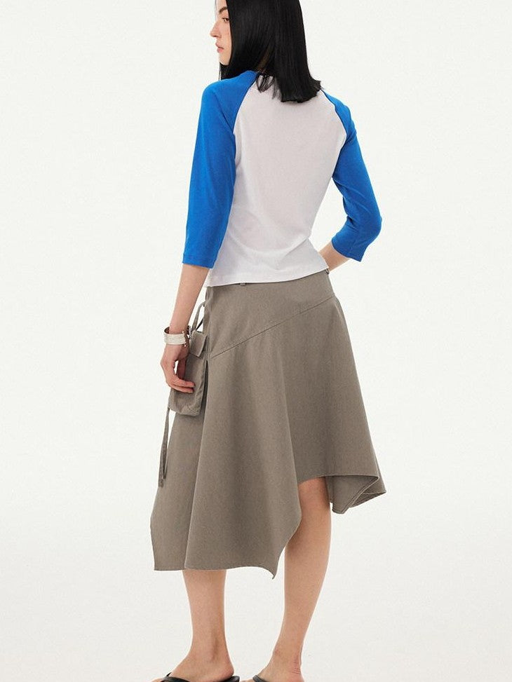 DIDDI MODA Washed Asymmetrical Tie Strap Large Pockets Women&