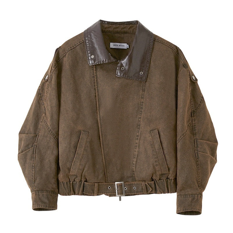 DIDDI_MODA_Washed_Denim_Leather_Collar_Relaxed_Women&