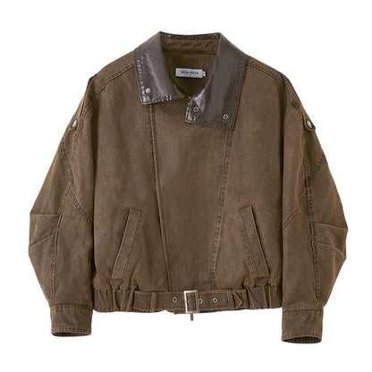 DIDDI_MODA_Washed_Denim_Leather_Collar_Relaxed_Women&