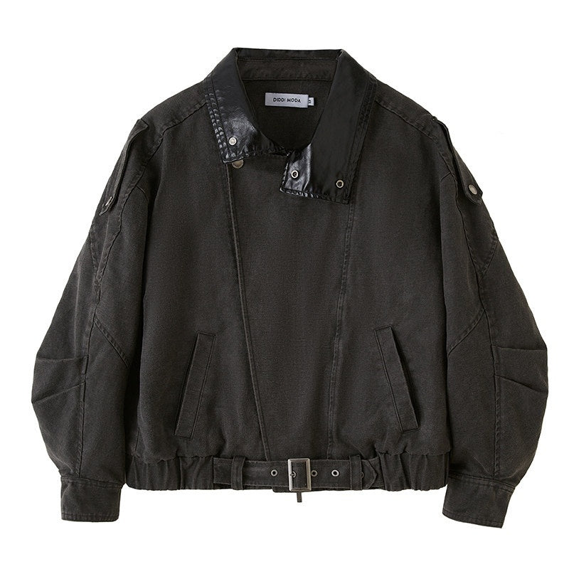 DIDDI_MODA_Washed_Denim_Leather_Collar_Relaxed_Women&