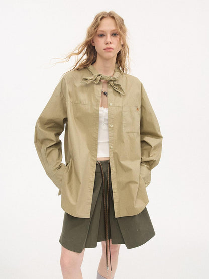 DIDDI MODA Washed Embroidered Scarf Collar Collegiate Women&