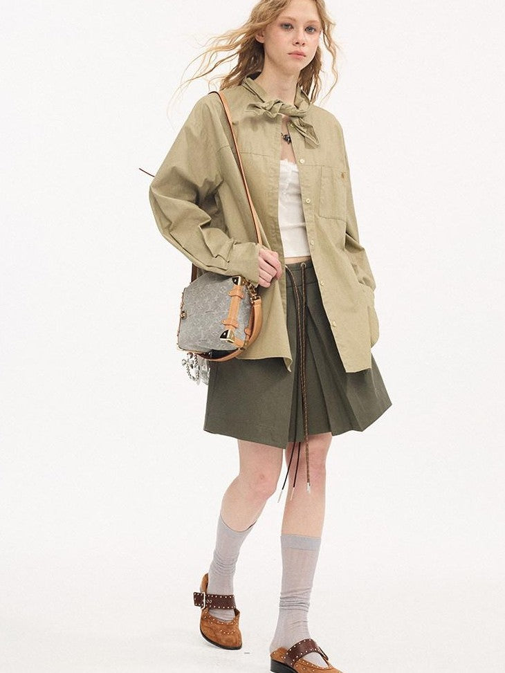 DIDDI MODA Washed Embroidered Scarf Collar Collegiate Women&