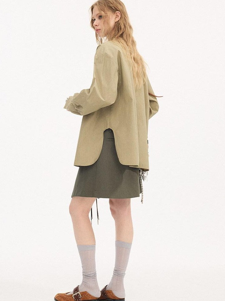 DIDDI MODA Washed Embroidered Scarf Collar Collegiate Women&