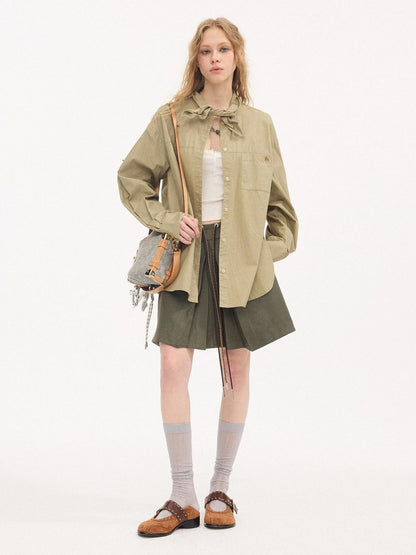 DIDDI MODA Washed Embroidered Scarf Collar Collegiate Women&