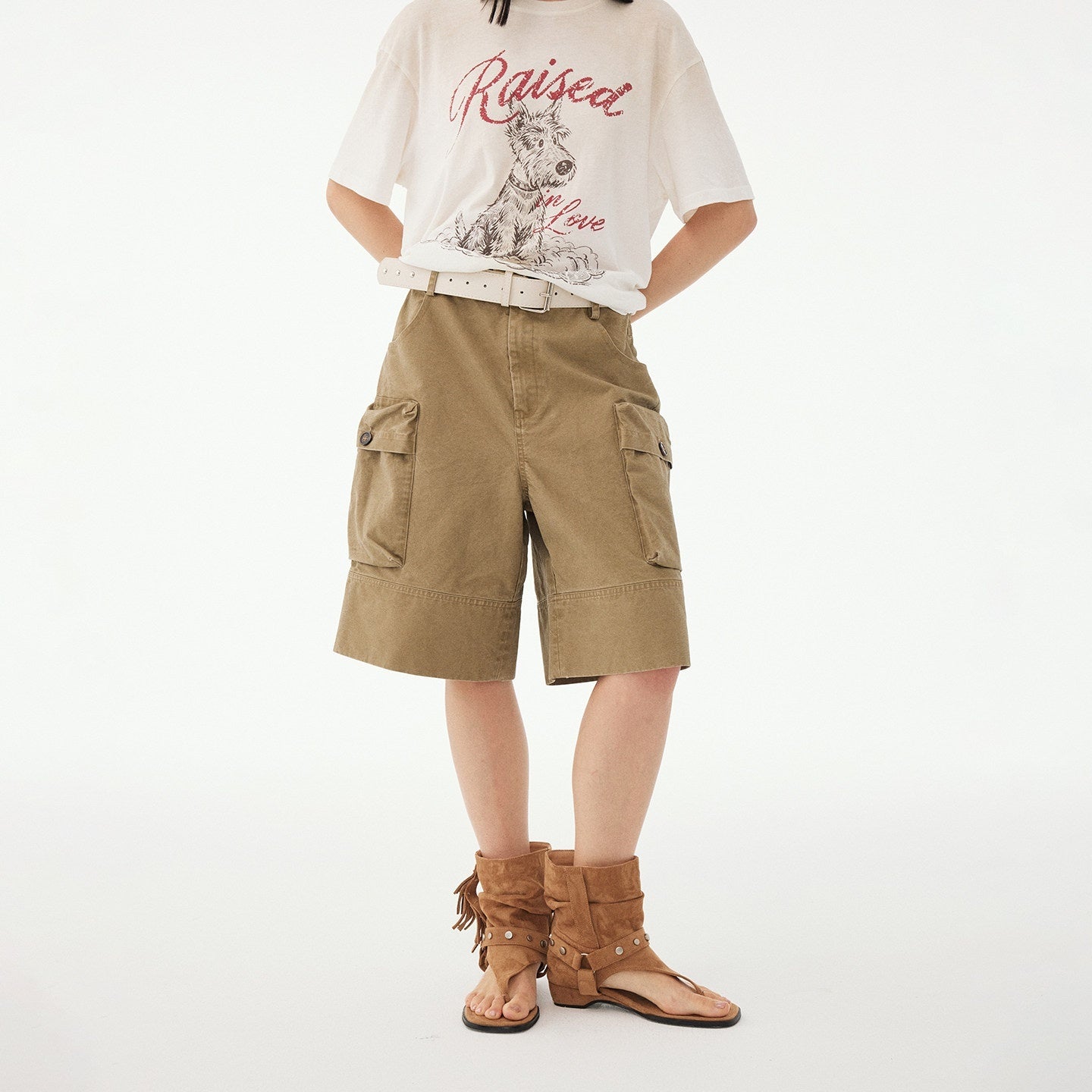 DIDDI_MODA_Washed_Khaki_Distressed_Multi_Pocket_High_Waist_Straight_Women&