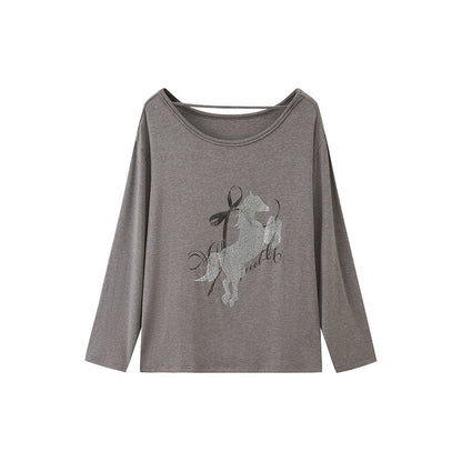 DIDDI_MODA_Washed_Letter_Rhinestone_Slanted_Shoulder_Loose_Women&