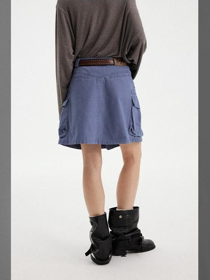 DIDDI MODA Washed Taupe Large Pocket Utility Short Women&