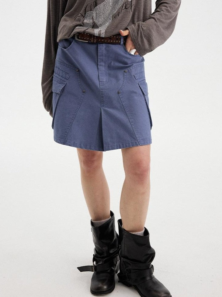 DIDDI MODA Washed Taupe Large Pocket Utility Short Women&