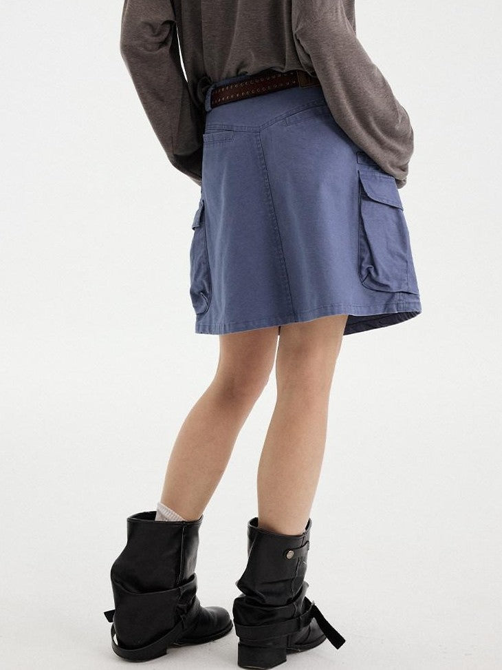 DIDDI MODA Washed Taupe Large Pocket Utility Short Women&