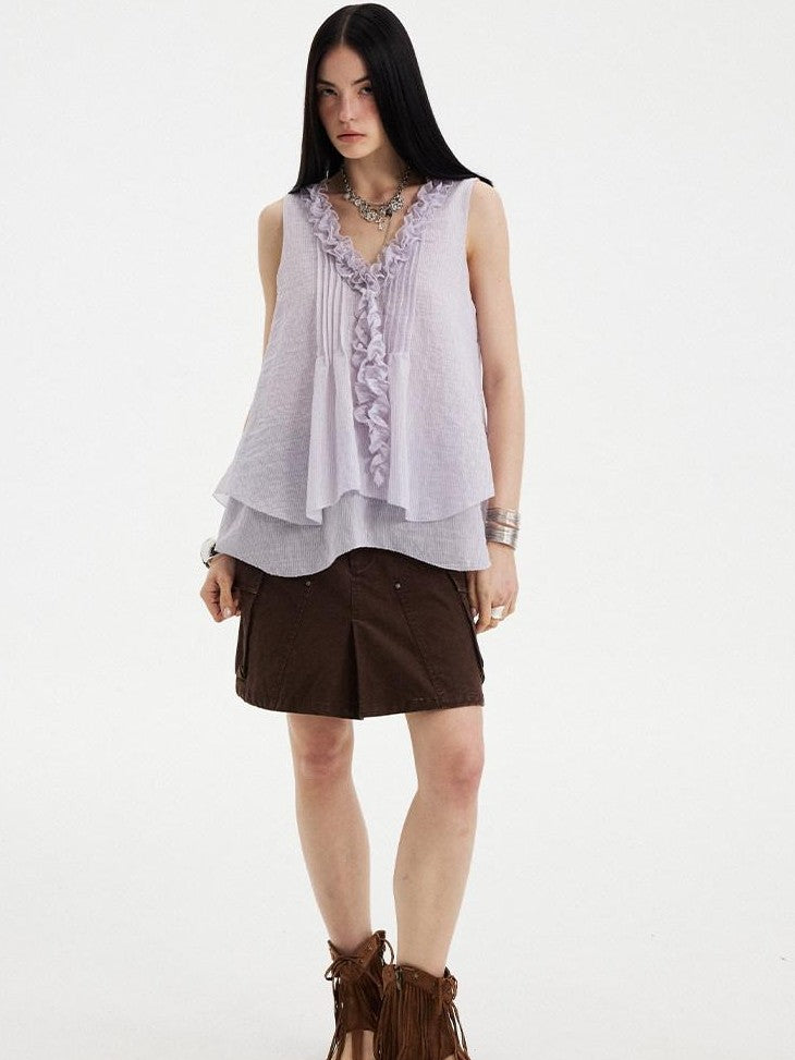 DIDDI MODA Washed Taupe Large Pocket Utility Short Women&