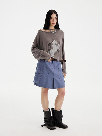 DIDDI MODA Washed Taupe Large Pocket Utility Short Women&