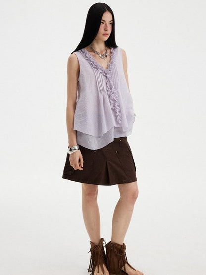 DIDDI MODA Washed Taupe Large Pocket Utility Short Women&