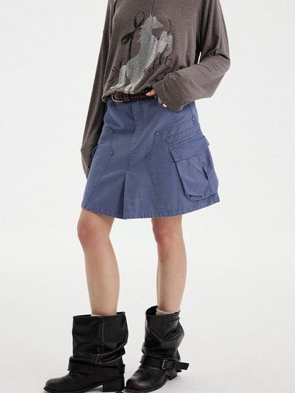 DIDDI MODA Washed Taupe Large Pocket Utility Short Women&
