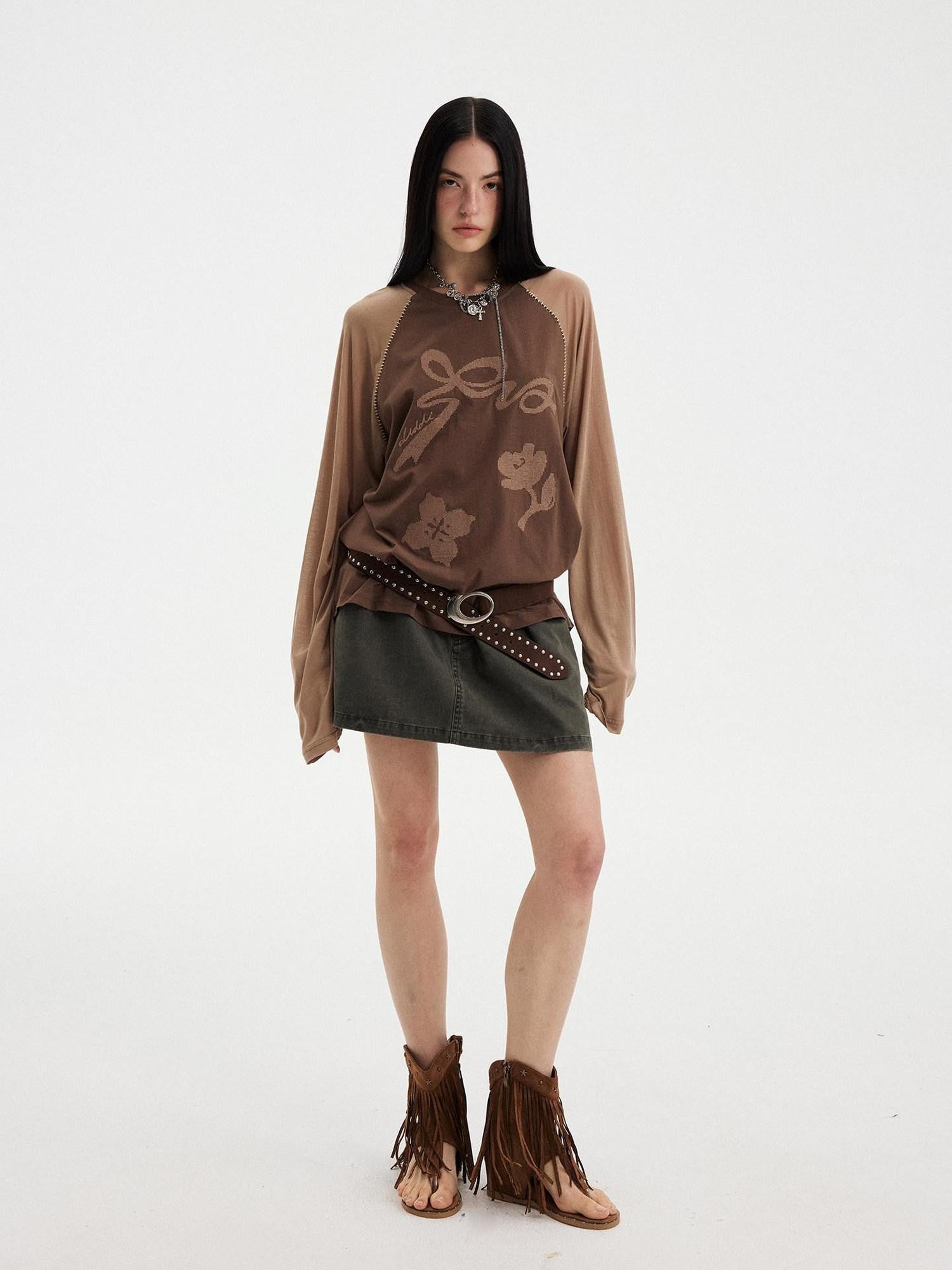 DIDDI MODA Washed Vintage Ruching Low Waist Women&