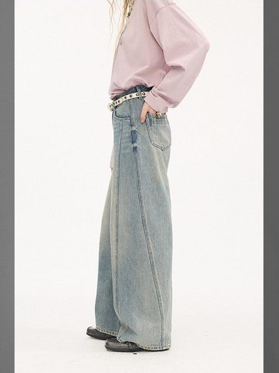 DIDDI MODA Whisker Split Curved Cut Natural Waist Relaxed Women&