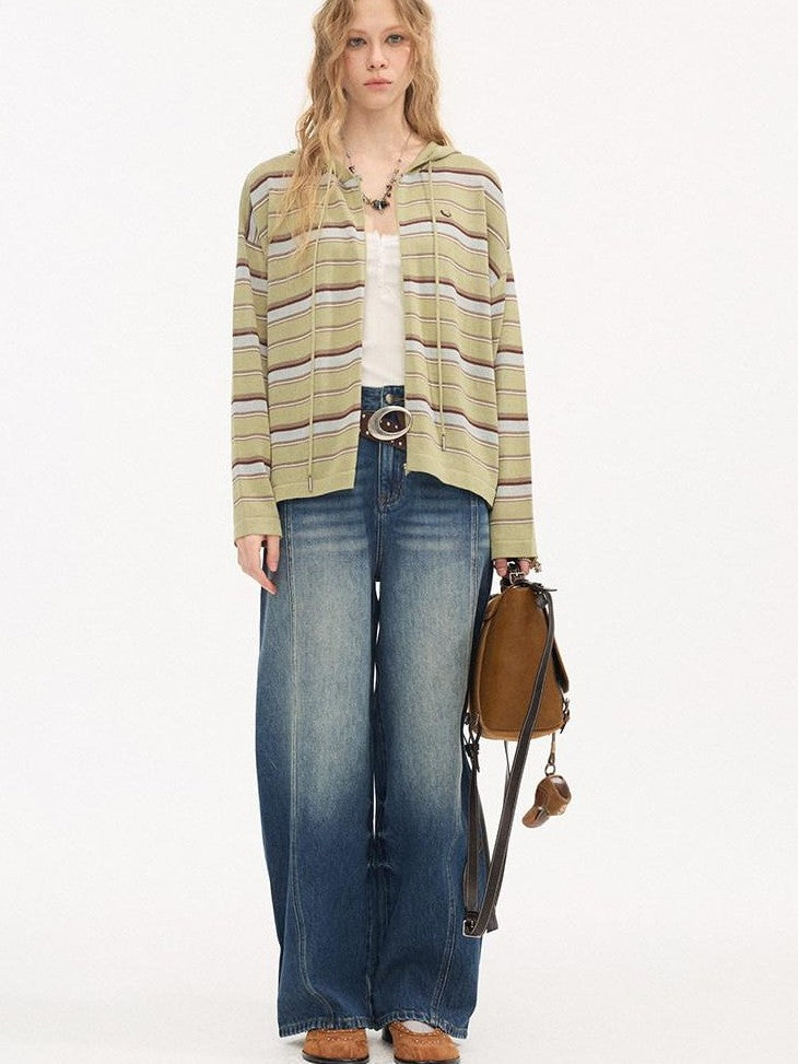 DIDDI MODA Whisker Split Curved Cut Natural Waist Relaxed Women&
