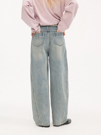 DIDDI MODA Whisker Split Curved Cut Natural Waist Relaxed Women&