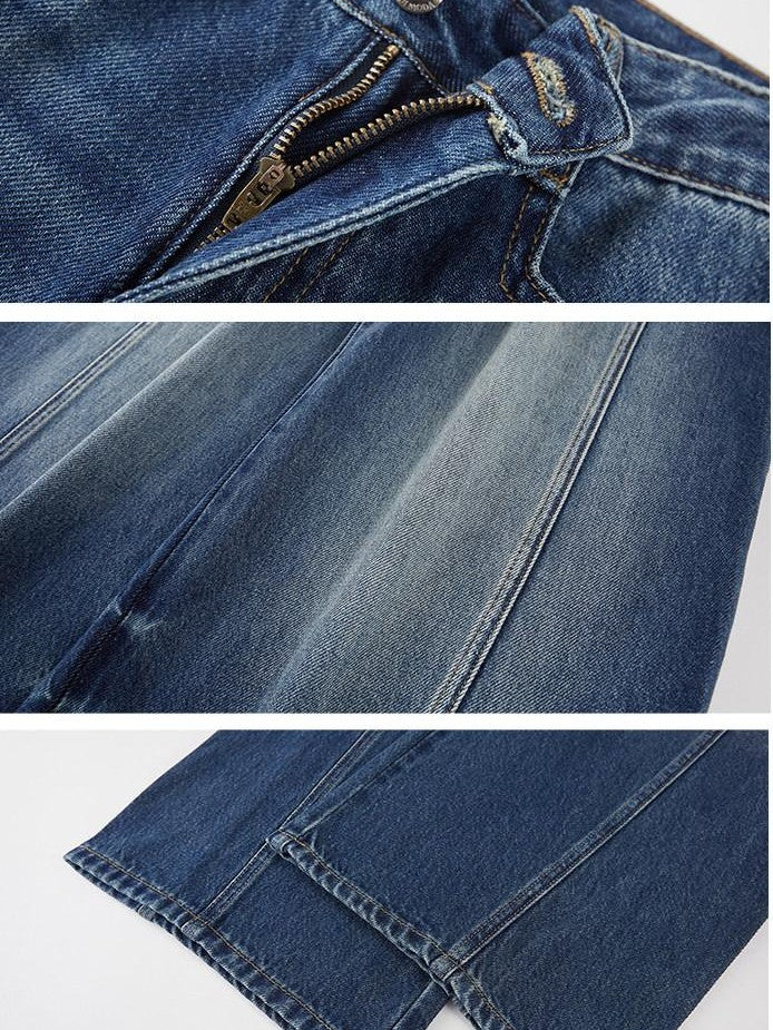 DIDDI MODA Whisker Split Curved Cut Natural Waist Relaxed Women&