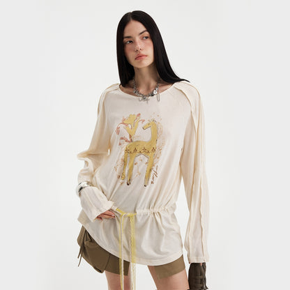 DIDDI_MODA_White_Floral_Pony_Drawstring_Round_Neck_Women&