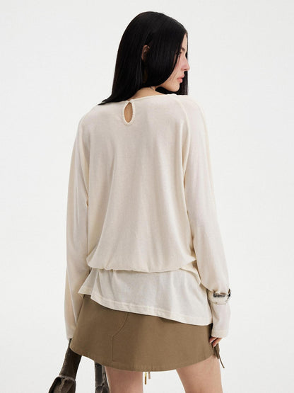 DIDDI MODA White Floral Pony Drawstring Round Neck Women&