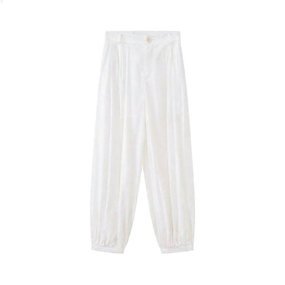 DIDDI_MODA_White_Pleated_High_Waist_Drawstring_Balloon_Women&