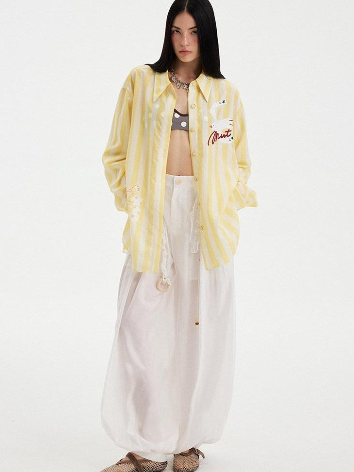 DIDDI MODA White Pleated High Waist Drawstring Balloon Women&