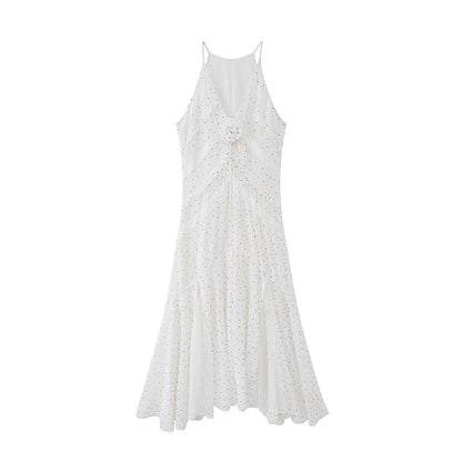 DIDDI_MODA_White_Polka_Dot_V-neck_Spaghetti_Strap_Lace_Splice_Women&