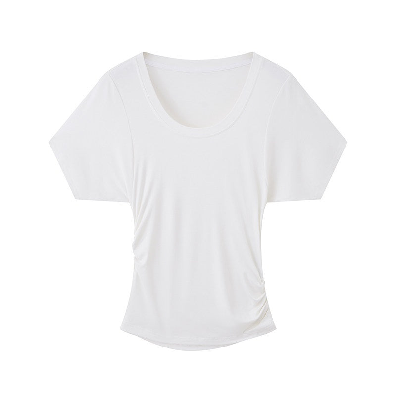 DIDDI_MODA_White_Ruched_Waist_Slim_Fit_Women&