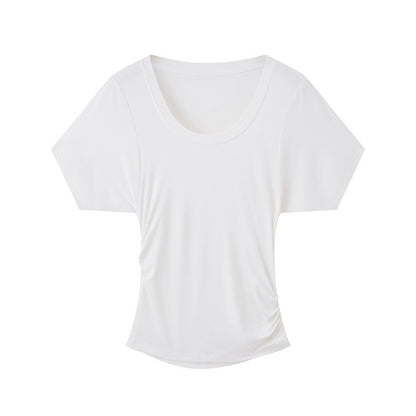 DIDDI_MODA_White_Ruched_Waist_Slim_Fit_Women&