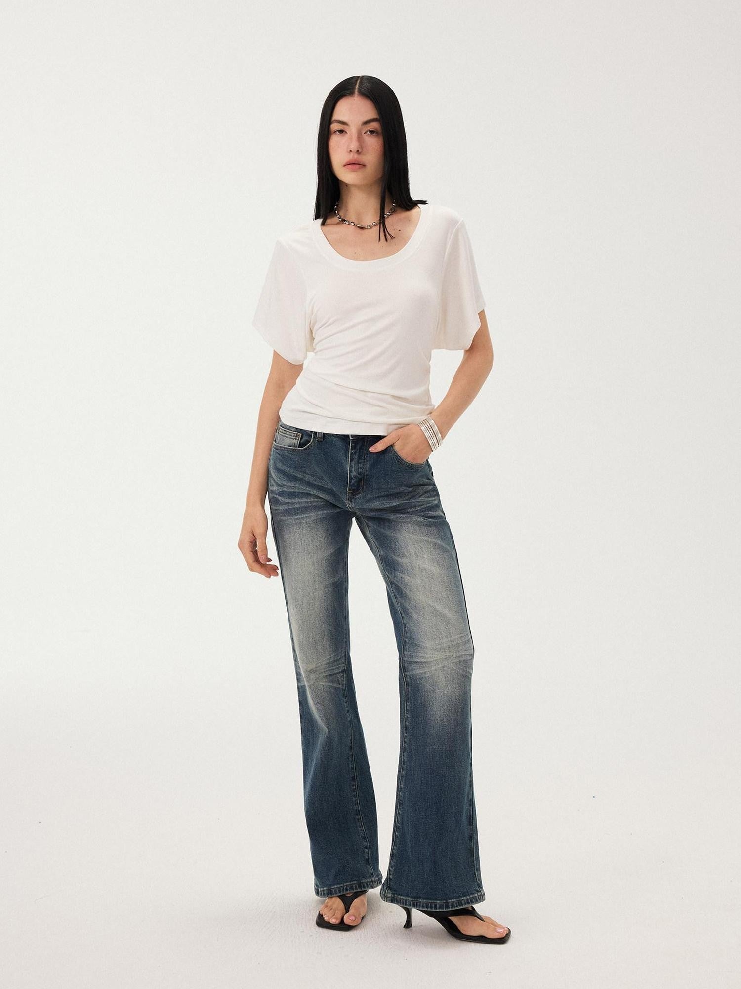 DIDDI MODA White Ruched Waist Slim Fit Women&