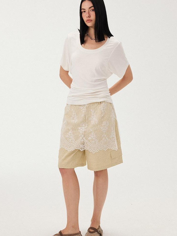 DIDDI MODA White Ruched Waist Slim Fit Women&