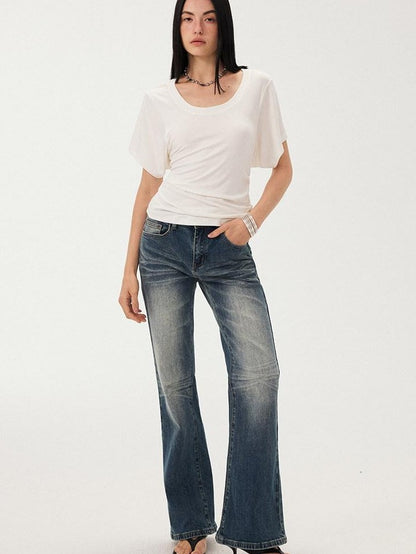 DIDDI MODA White Ruched Waist Slim Fit Women&