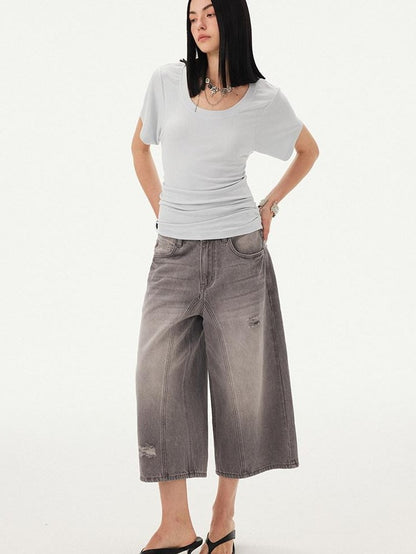 DIDDI MODA White Ruched Waist Slim Fit Women&
