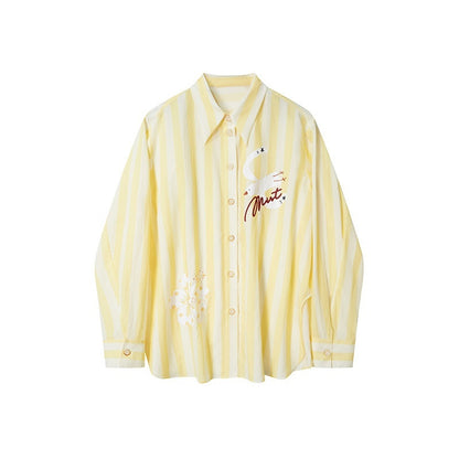 DIDDI_MODA_Yellow_White_Striped_Puff_Sleeve_Women&