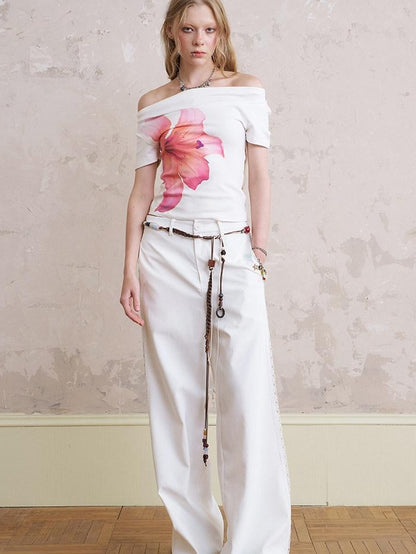 DIDDI MODA Yellow White Striped Puff Sleeve Women&