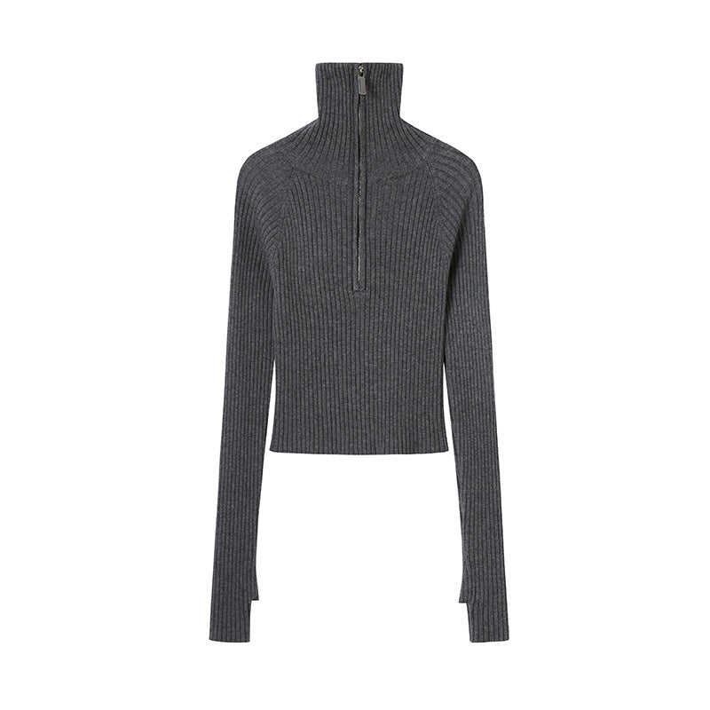 DIDDI_MODA_Zip_Stand_Collar_Slim_Fit_Wool_Blend_Women&