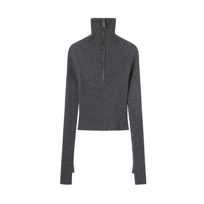 DIDDI_MODA_Zip_Stand_Collar_Slim_Fit_Wool_Blend_Women&