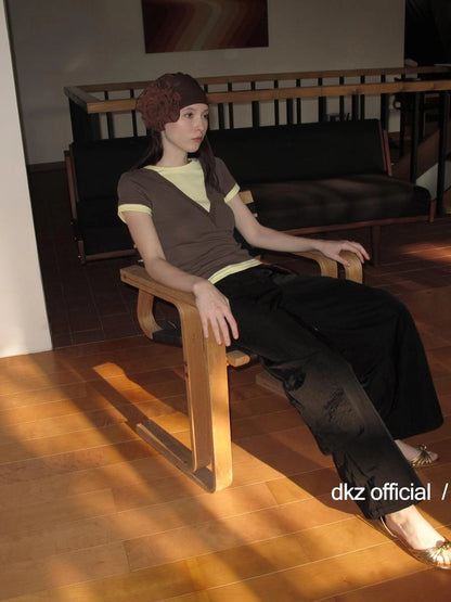 DKZ OFFICIAL 100 Percent Cotton Contrast Panel Slim Fit T-shirt
