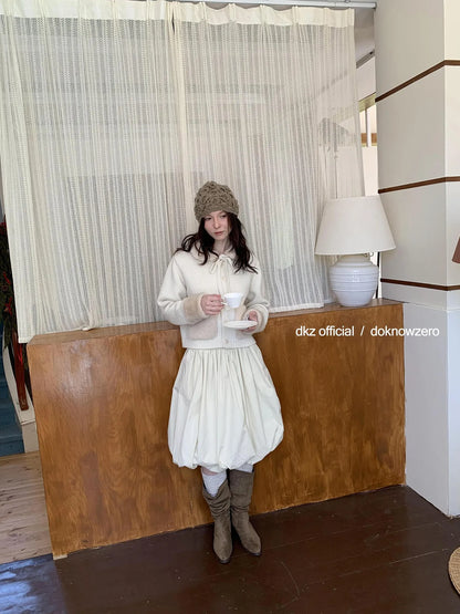 50 Percent Wool Detachable Collar Knit Cardigan Women Winter Short Coat V-neck T-shirt Long Sleeve