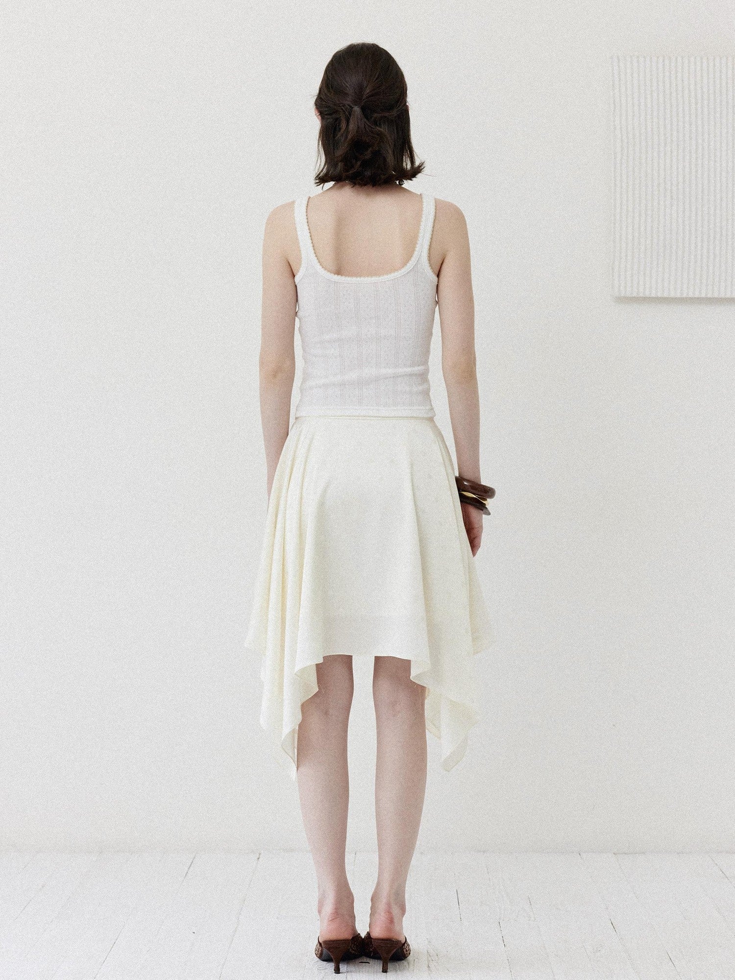 DKZ OFFICIAL Apricot Asymmetric Spliced Flared Women&