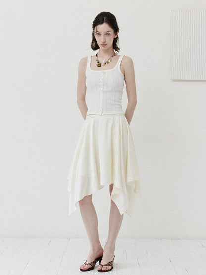 DKZ OFFICIAL Apricot Asymmetric Spliced Flared Women&