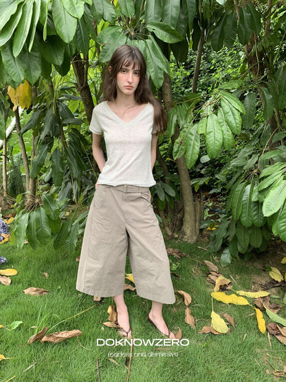 DKZ OFFICIAL Apricot Belted Button Natural Waist Women&